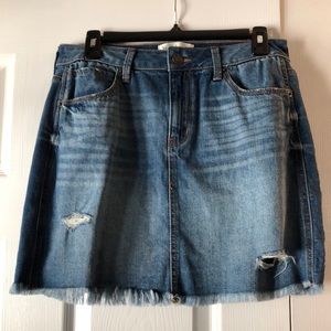 Mudd flex stretch blue fringed denim skirt